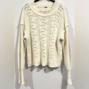 Gently Used/Flaw, Free People, Bell Song Pullover Cotton Blend Sweater, Sz M